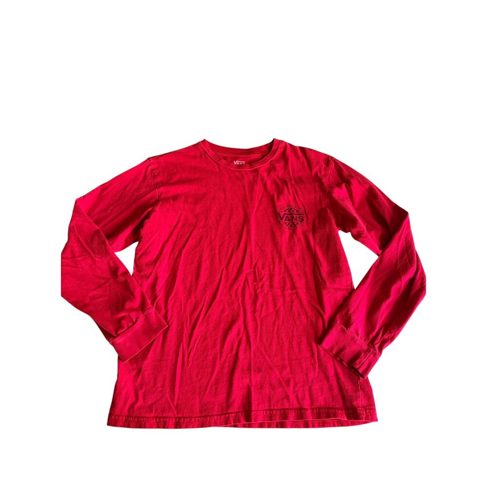 Vans Off The Wall Red Long Sleeve Graphic T-Shirt Boys L